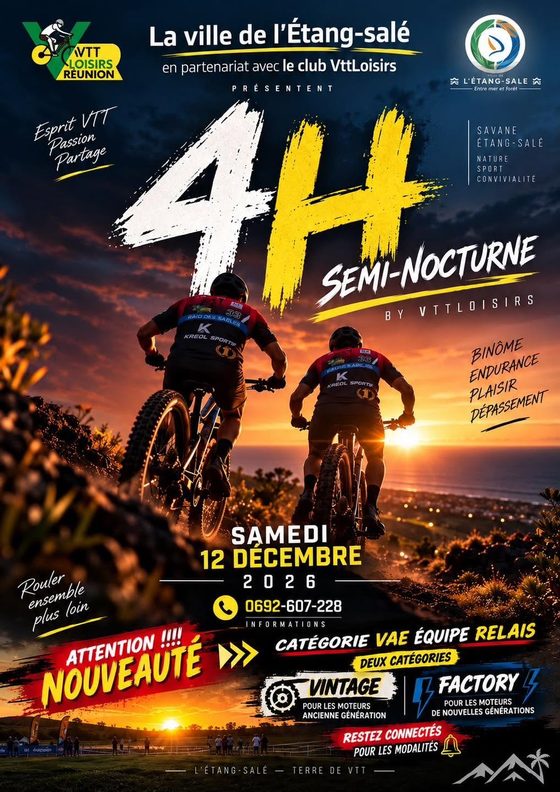 Affiche des 4H semi-nocturne by VTT Loisirs, samedi 12 décembre 2026
